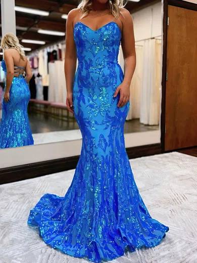 Mermaid Strapless Sparkly Sequin Prom Dresses #Milly020119750