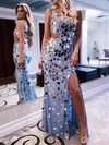 Sheath/Column One Shoulder Sequined Sweep Train Prom Dresses With Split Front #Milly020119772