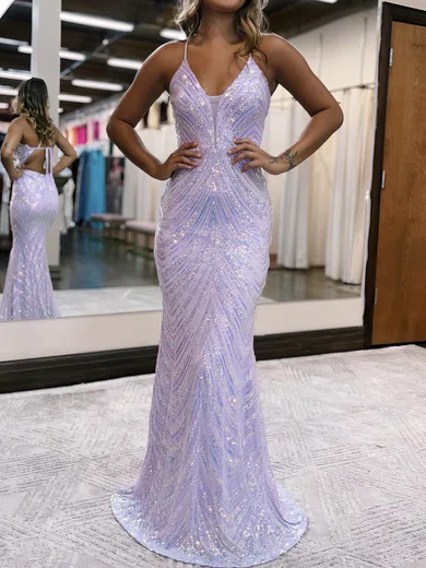 Sheath/Column V-neck Sparkly Sequin Prom Dresses #Milly020119806
