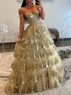 Ball Gown/Princess Off-the-shoulder Tulle Sweep Train Prom Dresses With Appliques Lace #Milly020119561