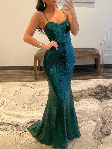 Trumpet/Mermaid Sweetheart Sequined Sweep Train Prom Dresses #Milly020119564
