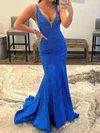 Mermaid V-neck Jersey Backless Beaded Prom Dresses #Milly020119565