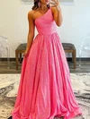 Ball Gown/Princess One Shoulder Sequined Sweep Train Prom Dresses With Pockets #Milly020119571