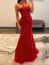 Mermaid Halter Tulle Corset Prom Dresses With Appliques #Milly020119572