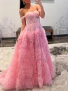 Ball Gown/Princess Off-the-shoulder Tulle Sweep Train Prom Dresses With Ruched #Milly020119581