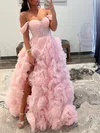 Ball Gown/Princess Off-the-shoulder Tulle Sweep Train Prom Dresses With Ruched #Milly020119583