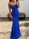 Trumpet/Mermaid V-neck Jersey Sweep Train Prom Dresses With Beading #Milly020119605