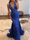 Trumpet/Mermaid V-neck Sequined Sweep Train Prom Dresses #Milly020119621