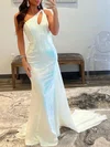 Trumpet/Mermaid One Shoulder Sequined Sweep Train Prom Dresses #Milly020119637