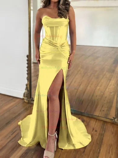Satin Simple Ruched Sweetheart Trumpet Mermaid Prom Dress Satin Simple Ruched Sweetheart Trumpet Mermaid Prom Dress