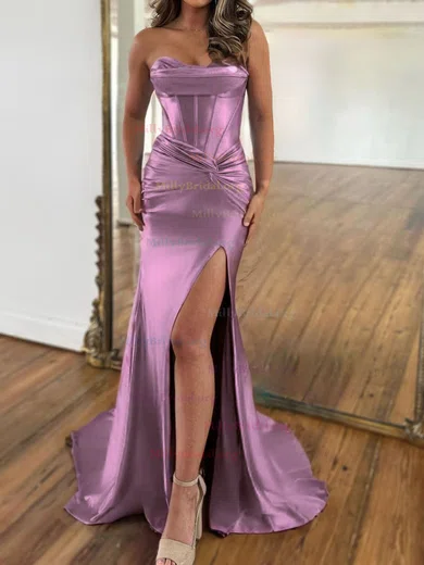 Satin Simple Ruched Sweetheart Trumpet Mermaid Prom Dress Satin Simple Ruched Sweetheart Trumpet Mermaid Prom Dress
