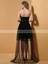 Black Affordable Asymmetrical Sweetheart Tulle Ruched High Low Prom Dress #02042227