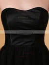 Black Affordable Asymmetrical Sweetheart Tulle Ruched High Low Prom Dress #02042227