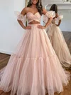 Ball Gown/Princess Sweetheart Organza Sweep Train Prom Dresses With Ruched #Milly020119907