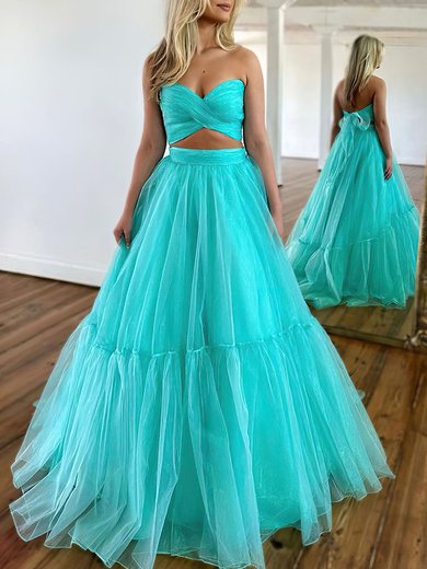 Ball Gown/Princess Sweetheart Organza Sweep Train Prom Dresses With Ruched #Milly020119908