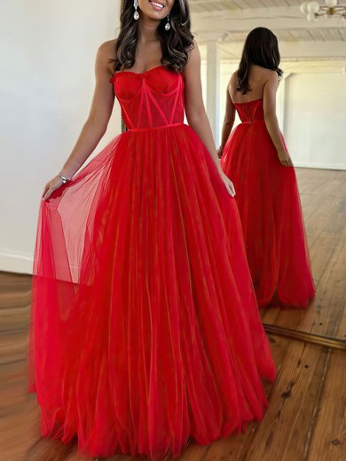 Ball Gown/Princess Sweetheart Lace Tulle Sweep Train Prom Dresses #Milly020119915