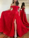 Ball Gown/Princess Off-the-shoulder Tulle Court Train Prom Dresses With Tiered #Milly020119952