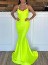 Trumpet/Mermaid Halter Jersey Sweep Train Prom Dresses With Ruched #Milly020119984