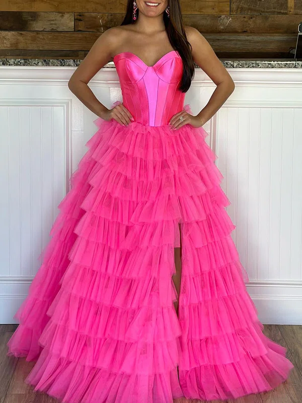 Ball Gown/Princess Sweetheart Tulle Floor-length Prom Dresses With Tiered #Milly020119989
