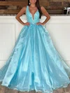 Ball Gown/Princess V-neck Organza Sweep Train Prom Dresses With Beading #Milly020119992