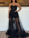 Ball Gown/Princess Sweetheart Tulle Sweep Train Prom Dresses With Appliques Lace #Milly020119999