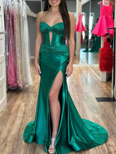 Satin Simple Ruched Sweetheart Trumpet Mermaid Prom Dress Satin Simple Ruched Sweetheart Trumpet Mermaid Prom Dress