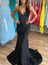 Trumpet/Mermaid V-neck Jersey Sweep Train Prom Dresses With Crystal Detailing #Milly020120048