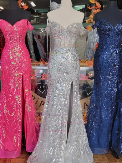One Shoulder Rose Gold Long Mermaid Sequin Tulle Appliques Prom Dresses, Shiny Prom Dresses One Shoulder Rose Gold Long Mermaid Sequin Tulle Appliques Prom Dresses, Shiny Prom Dresses