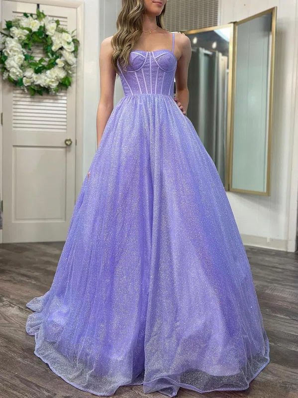 Ball Gown/Princess Square Neckline Glitter Sweep Train Prom Dresses #Milly020120261