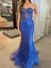 Trumpet/Mermaid Sweetheart Tulle Sweep Train Prom Dresses With Beading #Milly020120264