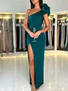 Sheath/Column One Shoulder Satin Floor-length Formal Dresses With Ruched PT020119521