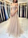 Ball Gown/Princess Off-the-shoulder Tulle Floor-length Prom Dresses With Ruched #Milly020119545