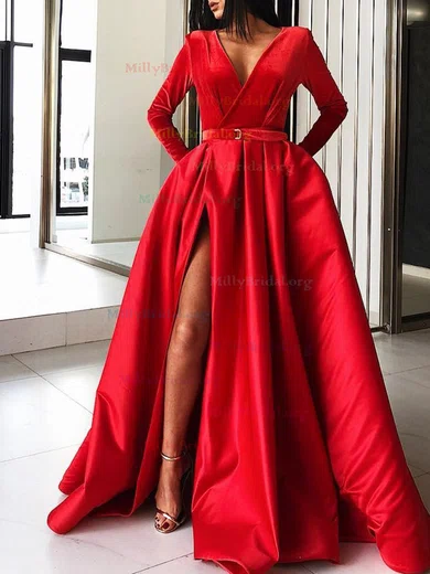 Long sleeve prom dress with pockets hotsell