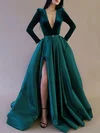 Ball Gown/Princess V-neck Satin Velvet Floor-length Prom Dresses With Pockets #Milly020119274