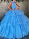 Ball Gown/Princess Halter Tulle Floor-length Prom Dresses With Tiered #Milly020119276
