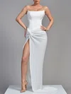 Sheath/Column Square Neckline Sequin Sweep Train Formal Dresses With Split Front PT020119295