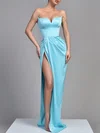 Sheath/Column V-neck Satin Prom Dresses With Ruched #Milly020119300