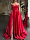 Ball Gown/Princess Straight Satin Floor-length Prom Dresses With Pockets #Milly020119310
