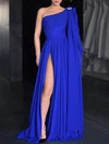 A-line One Shoulder Chiffon Floor-length Prom Dresses With Ruched #Milly020119322