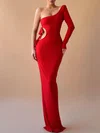Sheath/Column One Shoulder Jersey Floor-length Prom Dresses With Ruffles #Milly020119341