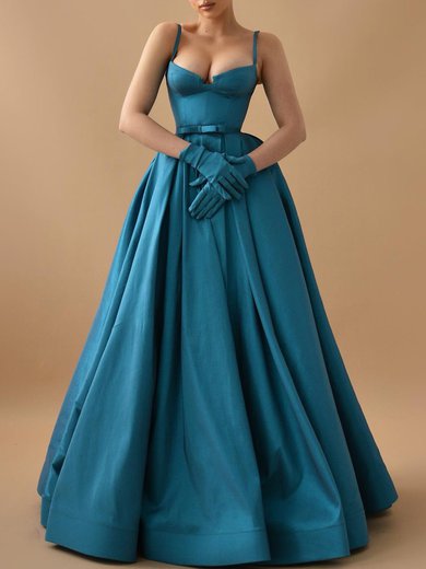 Ball Gown/Princess V-neck Satin Floor-length Prom Dresses With Sashes / Ribbons #Milly020119367