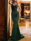 Trumpet/Mermaid Cowl Neck Shimmer Crepe Sweep Train Prom Dresses #Milly020119455