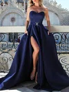 Ball Gown/Princess Sweetheart Satin Sweep Train Prom Dresses With Sashes / Ribbons #Milly020119464