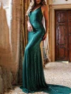 Trumpet/Mermaid V-neck Sequined Sweep Train Prom Dresses #Milly020119465