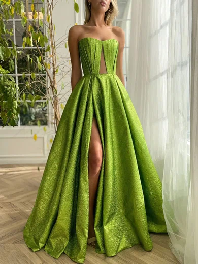 Ball Gown Strapless Metallic Prom Dresses With Ruched #Milly020120071