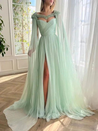 Long Chiffon Mint Beading Prom Dress Long Chiffon Mint Beading Prom Dress