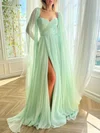 Ball Gown/Princess Sweetheart Chiffon Sweep Train Prom Dresses With Pockets #Milly020120077
