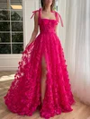 Ball Gown/Princess Square Neckline Tulle Sweep Train Prom Dresses With Sashes / Ribbons #Milly020120097