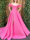 Ball Gown/Princess Off-the-shoulder Satin Sweep Train Prom Dresses With Pockets #Milly020120098
