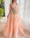 Ball Gown/Princess Sweetheart Tulle Sweep Train Prom Dresses With Sashes / Ribbons #Milly020120109